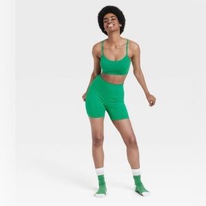 NWT Wilo The Label Base Ribbed Bike Shorts Kelly Green Size XS